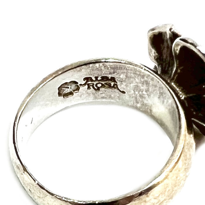 USED】00'S ALBA ROSA HIBISCUS RING SILVER925 ①