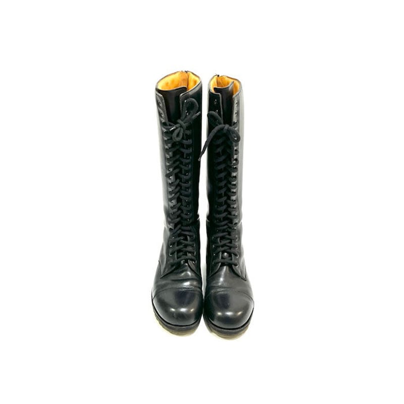 ヘルムートラング　ブラックレザーブーツ USED】90'S-00'S HELMUT LANG 20 HOLE LONG BOOTS