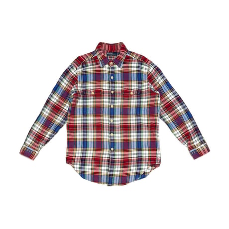 【USED】90's Polo by Ralph Lauren DOUBLE POCKET FLANNEL CHECK SHIRT