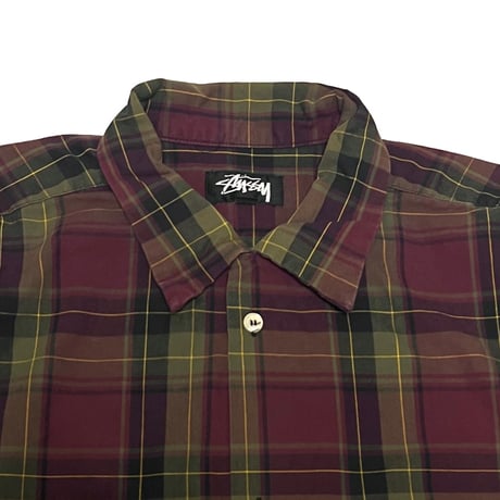 【USED】80's OLD STUSSY OVERSIZED CHECK SHIRT
