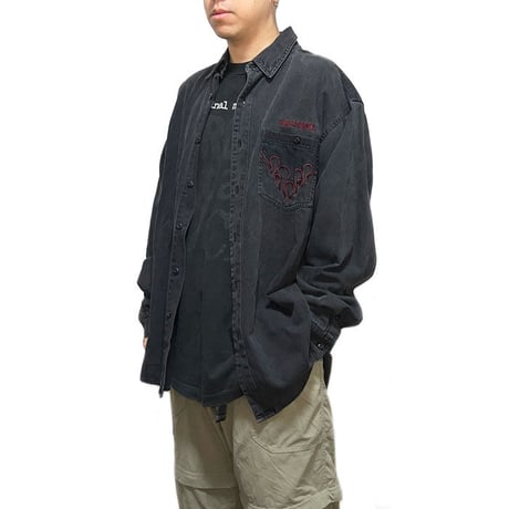 【USED】90'S-00'S HARLEY DAVIDSON BLACK FIRE SHIRT