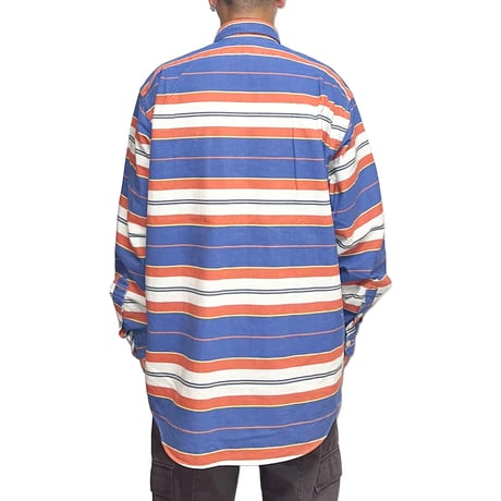 【USED】90's Polo by Ralph Lauren MULTI BORDER HALF BUTTON SHIRT