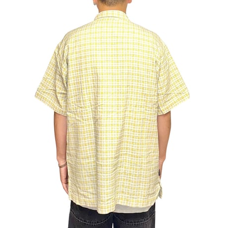【USED】00's VANS HALF ZIP CHECK SHIRT YELLOW