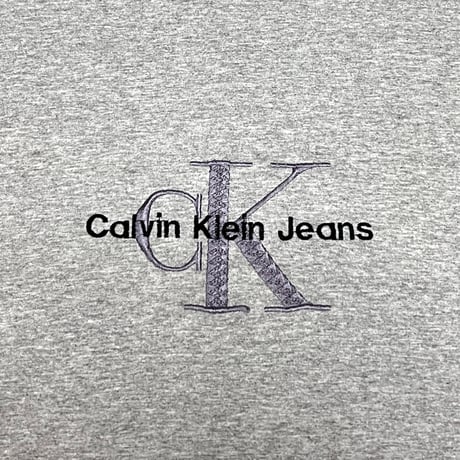 【DEAD STOCK】90's CK Calvin Klein Jeans EMBROIDERY LOGO T-SHIRT GRAY