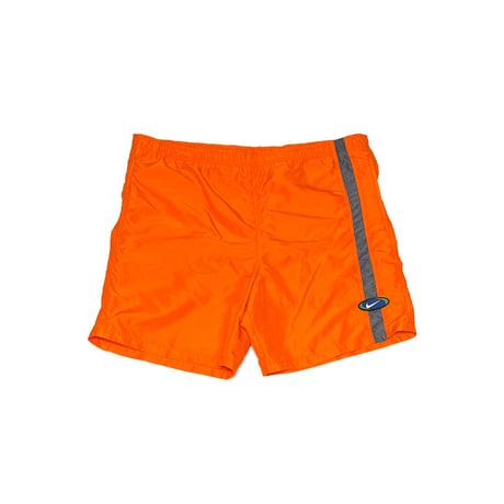 【USED】90's NIKE Side Tape Swim Shorts Hi-Vis Orange
