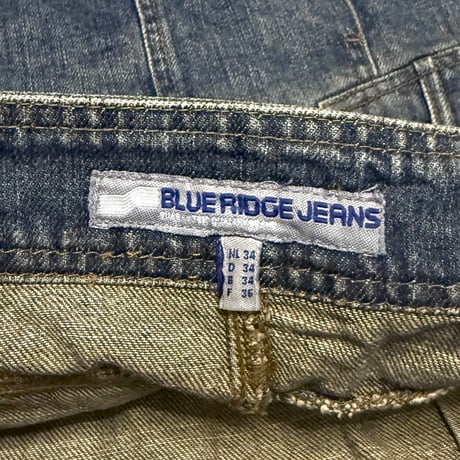 【USED】00's BLUERIDGE JEANS Denim Wrap Mini Skirt 3-Button Front & Box Pleated Design