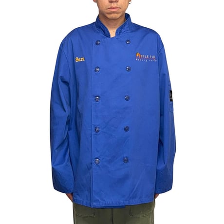 【USED】00's “APPLE PIE bakery cafe” Blue Double Breasted Chef Jacket