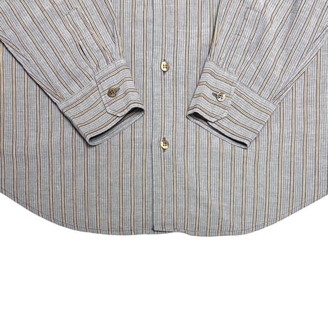 【USED】00's ARMANI JEANS Stripe Shirt with AJ Seal-Stamp Flap Pocket
