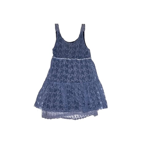 【USED】00's Holly BRACKEN SHEER LACE DRESS SLATE BLUE