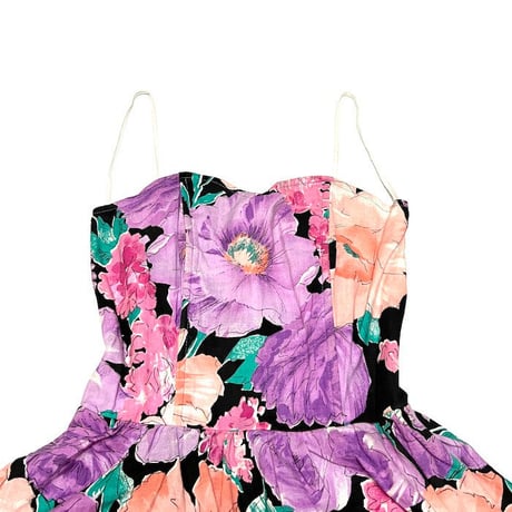 【USED】 80'S-90'S Young Hawaii FOR LIBERTY HOUSE FLORAL DRESS