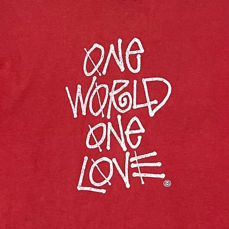 【USED】90's STUSSY ONE WORLD ONE LOVE T-SHIRT