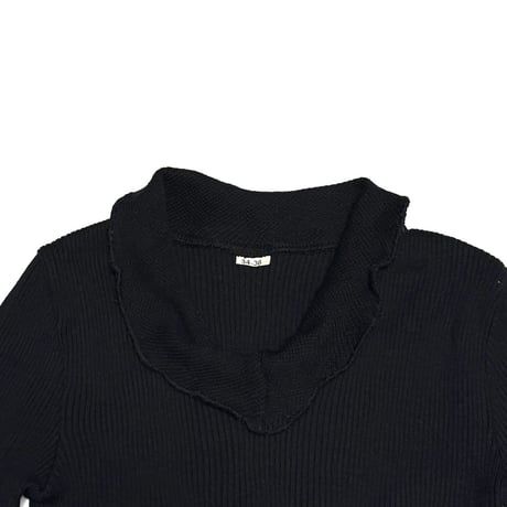 【USED】90's-00's MOIRA Black Ruffled Knit Top