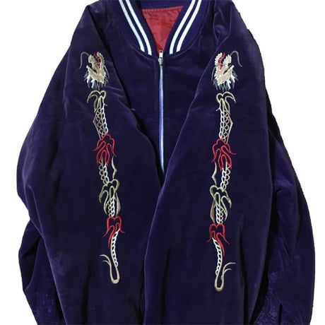 【USED】80'S-90'S VELOR SOUVENIR JACKET PURPLE