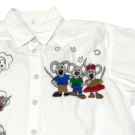 【USED】EURO VINTAGE MOUSE EMBROIDERY SHIRT