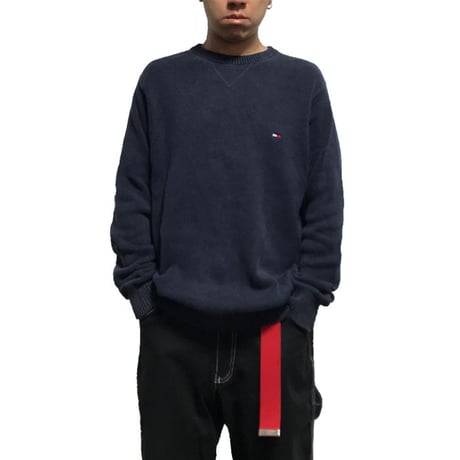 【USED】90'S  TOMMY HILFIGER COTTON KNIT SWEATER