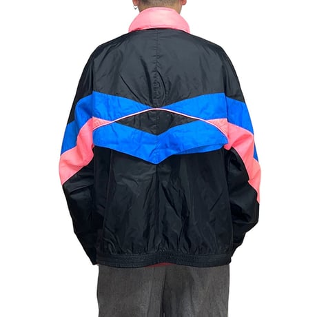 【USED】80's adidas NYLON TRACK JACKET BLACK×BLUE×PINK