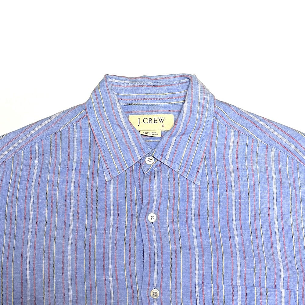 USED】00's J.CREW Multi-Stripe Linen S/S Shirt