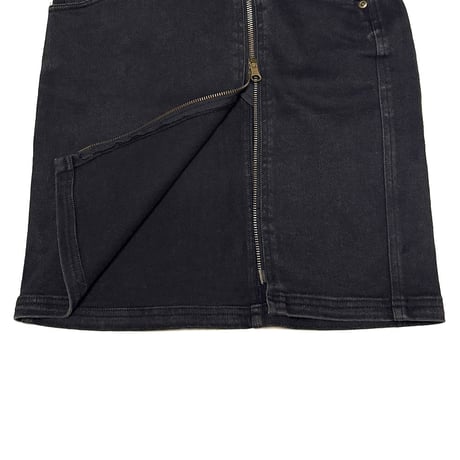 【USED】90's DKNY JEANS Front Zip Black Denim Pencil Skirt