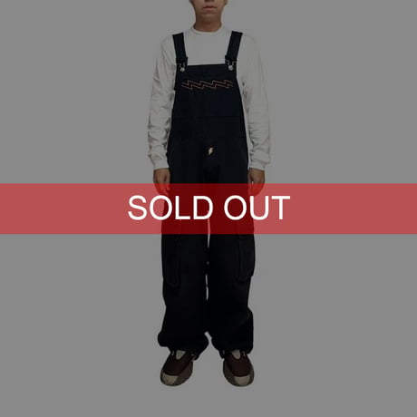 【USED】90's W.&L.T. JEANS CARGO POCKET OVERALLS BLACK