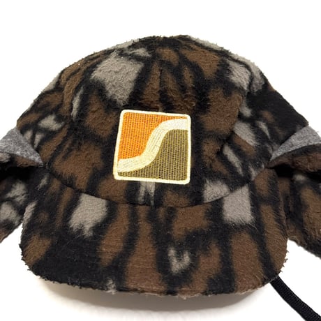 【USED】90's OLD STUSSY Camo Pattern Fleece Ear Flap Cap Made in USA