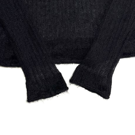 【USED】00's Armani Exchange Mohair Sheer Black V-Neck Knit