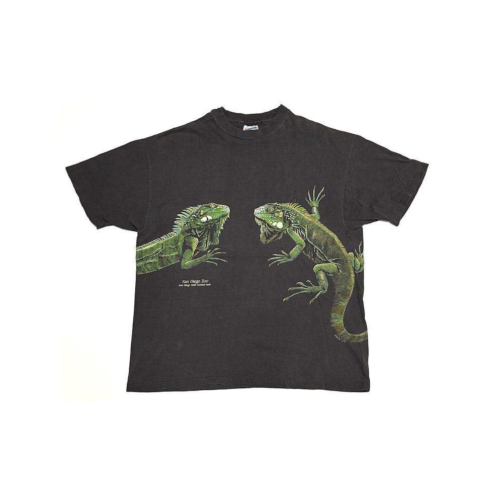 USED】90's San Diego Zoo GREEN IGUANAS T-SHIRT