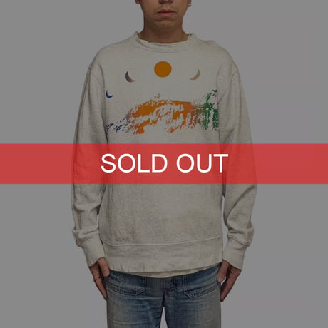 【USED】00's NIKE "One Faith" Cosmic Mountain Sweatshirt with Fade & Damaged Rib