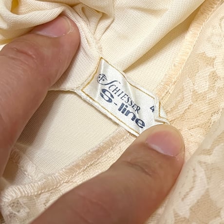 【USED】60's Schiesser S-line Enka Perlon LINGERIE SLIP DRESS BEIGE