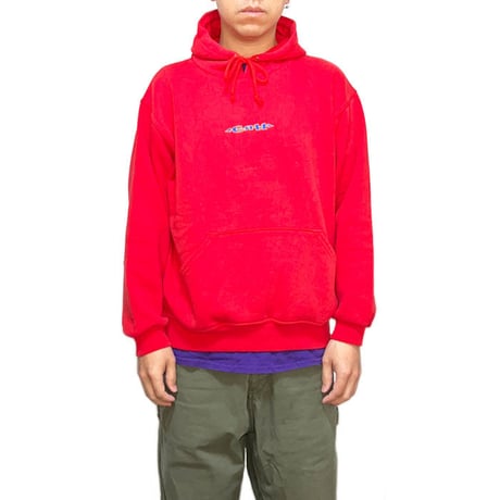 【USED】90'S CRU LOGO SWEAT PARKA RED