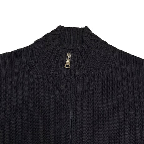 【USED】00's PRADA Ribbed Wool Drivers Knit Zip-Up
