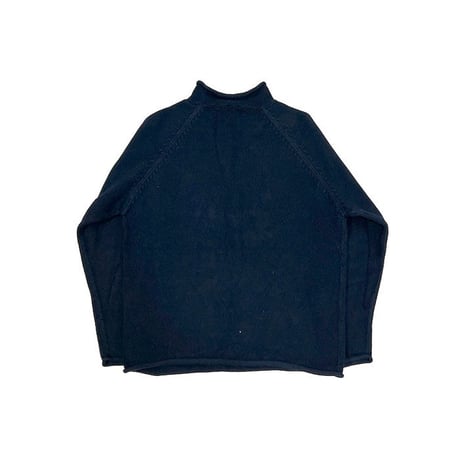 【USED】00'S J.CREW COTTON KNIT ROLL NECK SWEATER NAVY