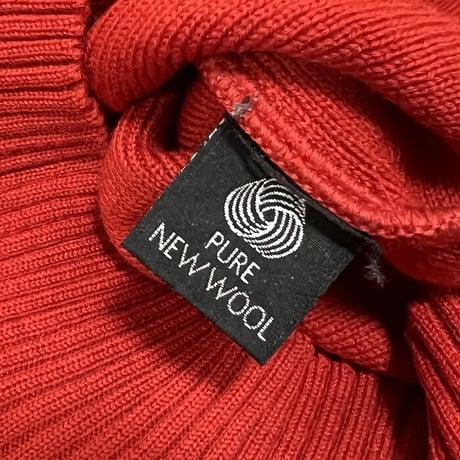 【USED】80'S-90'S BURBERRYS RED WOOL SWEATER ELBOW PATCHES