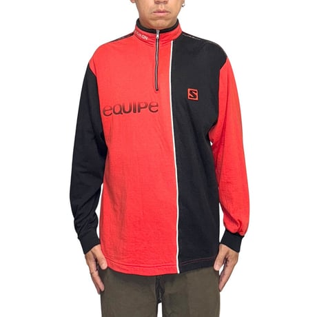 【USED】90's SALOMON "equipe" Half-Zip Cotton Cut & Sewn