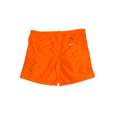 【USED】90's NIKE Side Tape Swim Shorts Hi-Vis Orange