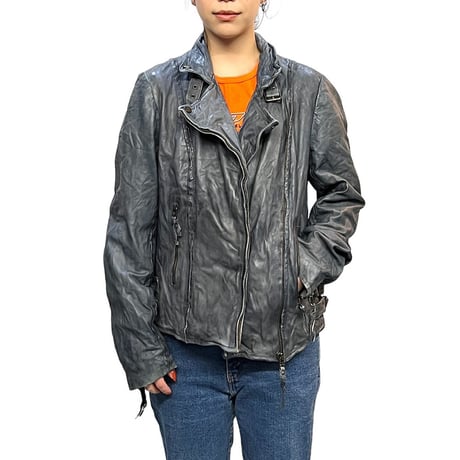 【USED】00's ESPRIT CRINKLE LAMB LEATHER MOTO JACKET