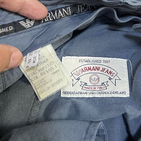 【USED】90'S ARMANI JEANS 2TAC PANTS BLUEGRAY