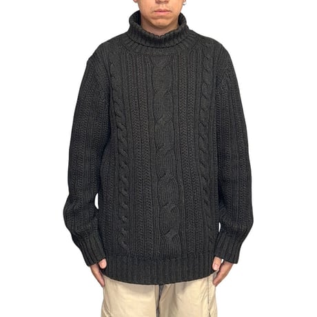【USED】90's-00's L.L.Bean HIGH-NECK CABLE×RIB KNIT SWEATER