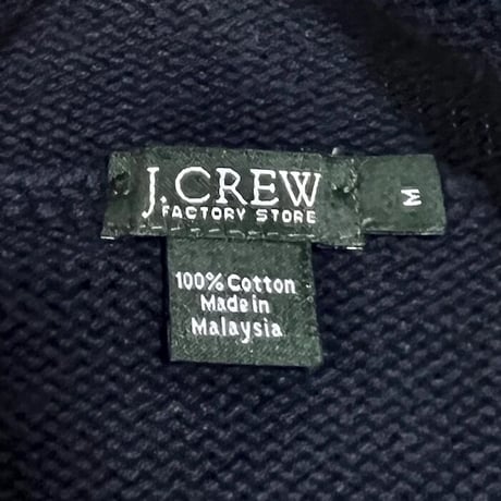 【USED】00'S J.CREW COTTON KNIT ROLL NECK SWEATER NAVY