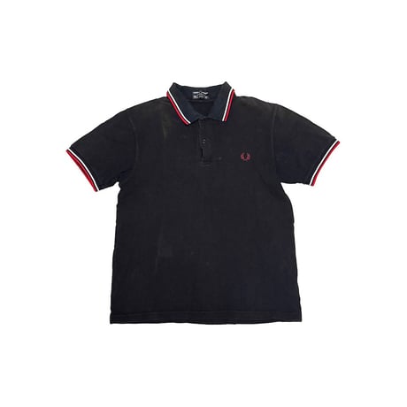 【USED】00's FRED PERRY Classic Twin Tipped Fade Black Polo Made in England