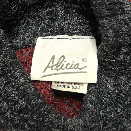 【USED】80'S-90'S Alicia HIBISCUS KNIT SWEATER