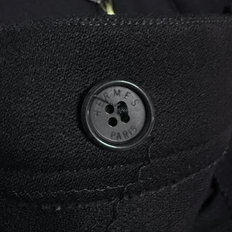 【USED】90's HERMÈS Paris Wool Stretch Tapered Pants Black