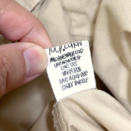 【USED】90'S-00'S STUSSY LINE SHIRT BEIGE × NAVY