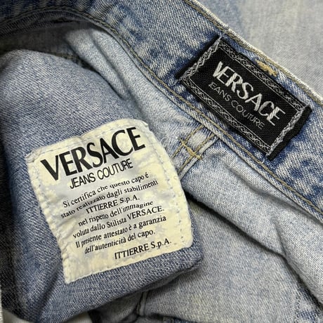 【USED】90's VERSACE JEANS COUTURE DAMAGED DENIM PANTS