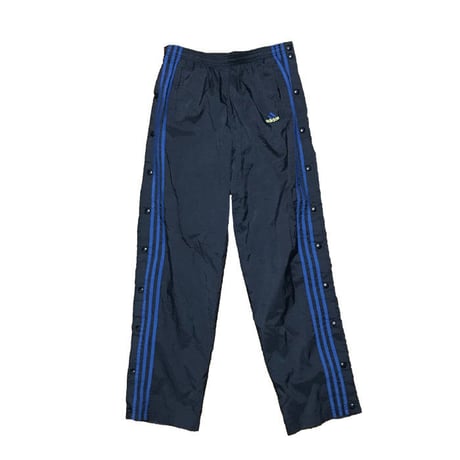 【USED】90'S ADIDAS SIDE SEAM SLITS WITH SNAP BUTTON NYLON PANTS
