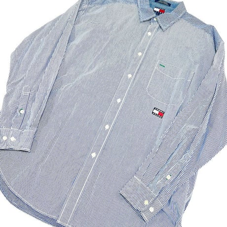【USED】90'S-00'S TOMMY JEANS CHECK & STRIPE SWITCHING SHIRT