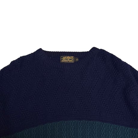 【USED】90's Eddie Bauer Oversized 3-Panel Textured Cotton Knit Sweater