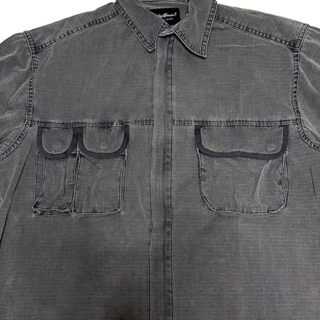 【USED】00's Eddie Bauer 3-POCKET RIPSTOP ZIP SHIRT