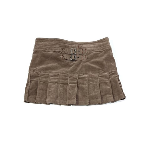 【USED】EARLY 00'S ARMANI JEANS VELOUR PLEATS MICRO MINI SKIRT