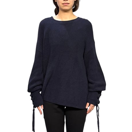 【USED】2010's Polo Ralph Lauren Pima Cotton Lace-Up Sleeve Knit Sweater