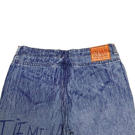 【USED】90's W.&L.T. "KISS THE FUTURE" Graffiti Print Denim Pants